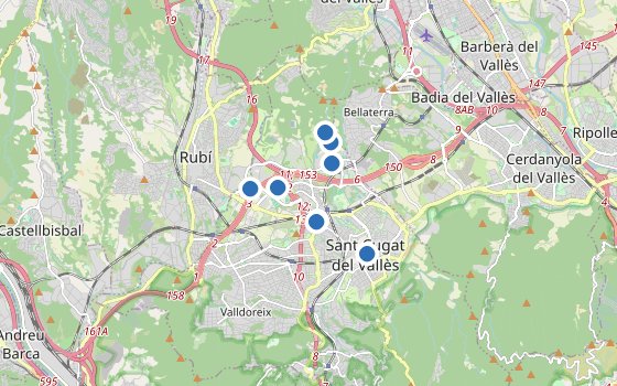 Kartenausschnitt mit den Hotels des Reiseziels