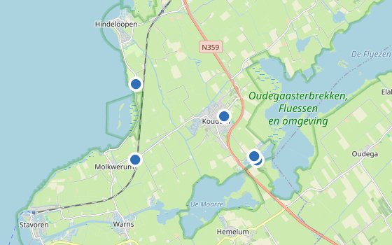 Kartenausschnitt mit den Hotels des Reiseziels