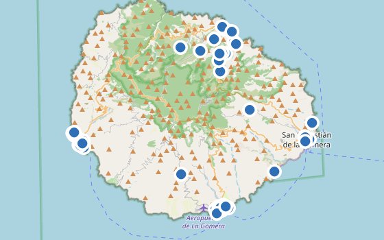 Kartenausschnitt mit den Hotels des Reiseziels