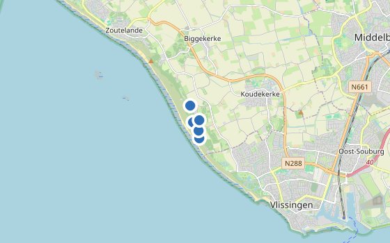 Kartenausschnitt mit den Hotels des Reiseziels