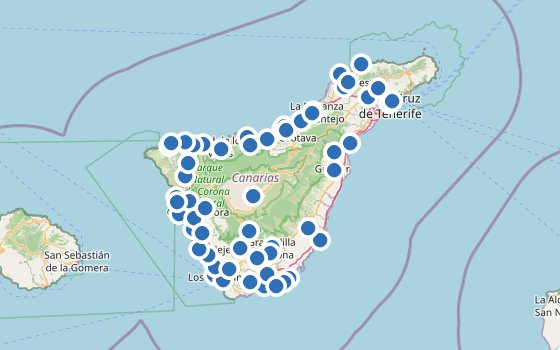 Kartenausschnitt mit den Hotels des Reiseziels