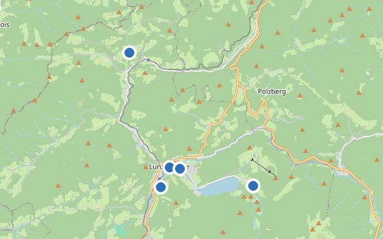 Kartenausschnitt mit den Hotels des Reiseziels