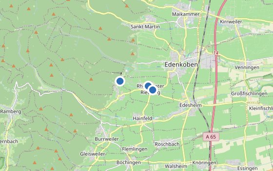 Kartenausschnitt mit den Hotels des Reiseziels