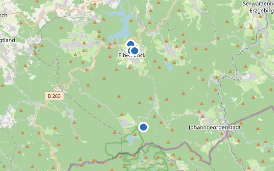 Kartenausschnitt mit den Hotels des Reiseziels