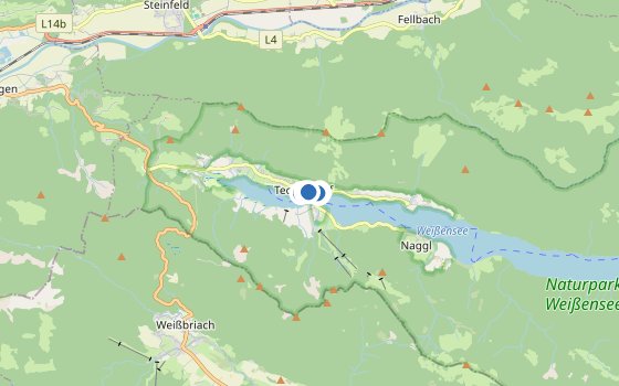 Kartenausschnitt mit den Hotels des Reiseziels
