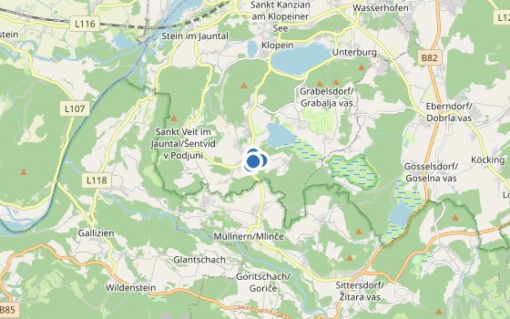 Kartenausschnitt mit den Hotels des Reiseziels