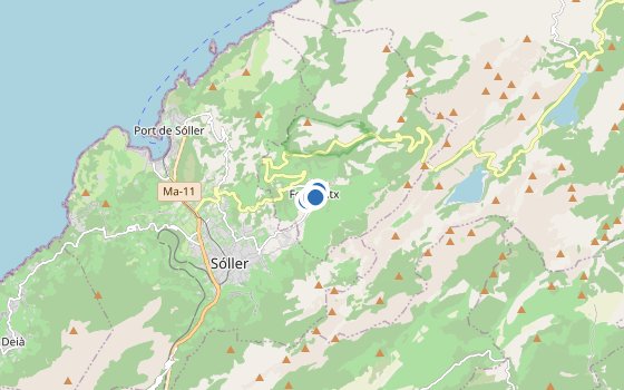 Kartenausschnitt mit den Hotels des Reiseziels