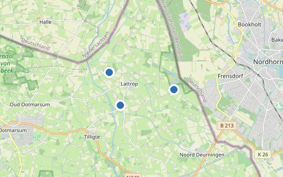 Kartenausschnitt mit den Hotels des Reiseziels
