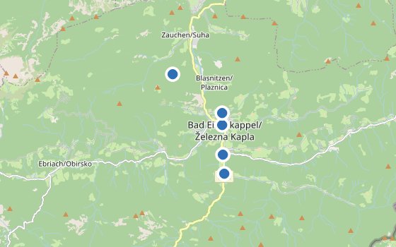 Kartenausschnitt mit den Hotels des Reiseziels