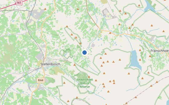 Kartenausschnitt mit den Hotels des Reiseziels