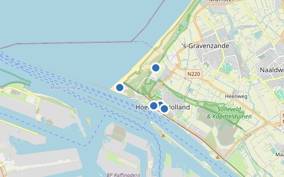 Kartenausschnitt mit den Hotels des Reiseziels
