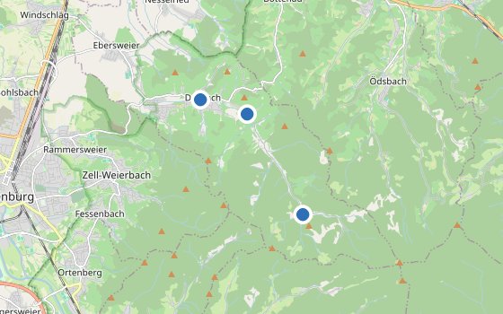 Kartenausschnitt mit den Hotels des Reiseziels
