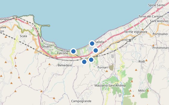Kartenausschnitt mit den Hotels des Reiseziels