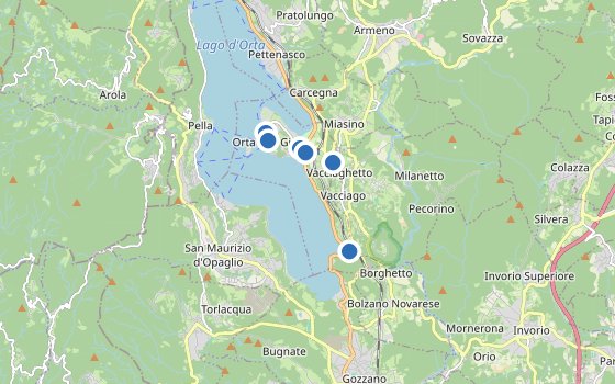 Kartenausschnitt mit den Hotels des Reiseziels