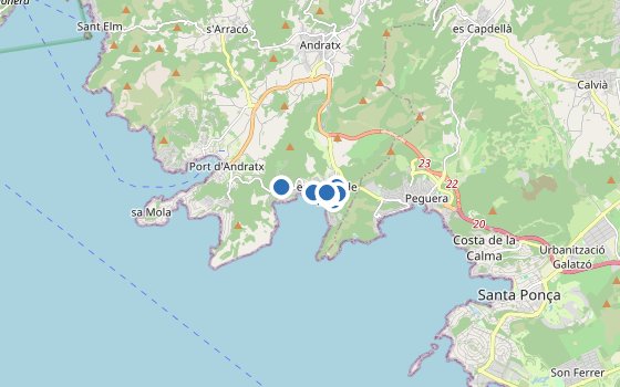 Kartenausschnitt mit den Hotels des Reiseziels
