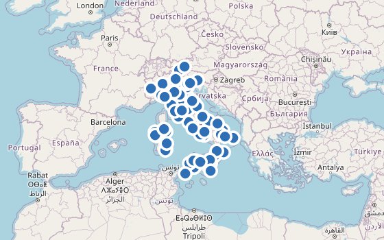 Kartenausschnitt mit den Hotels des Reiseziels