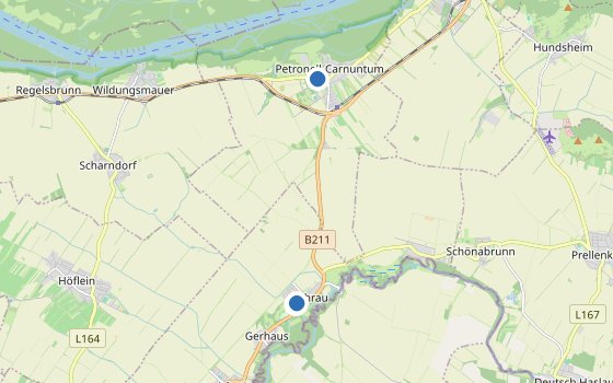 Kartenausschnitt mit den Hotels des Reiseziels