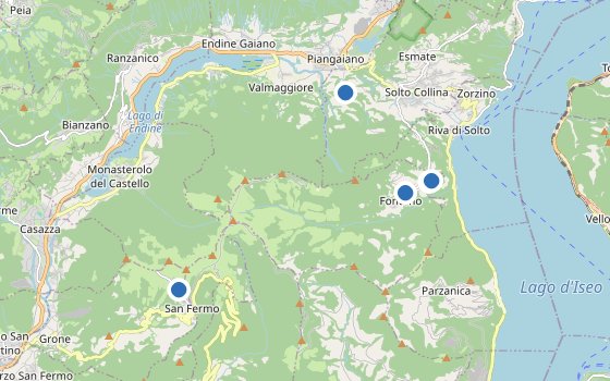 Kartenausschnitt mit den Hotels des Reiseziels