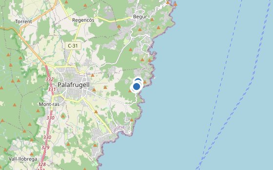 Kartenausschnitt mit den Hotels des Reiseziels