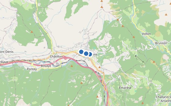 Kartenausschnitt mit den Hotels des Reiseziels