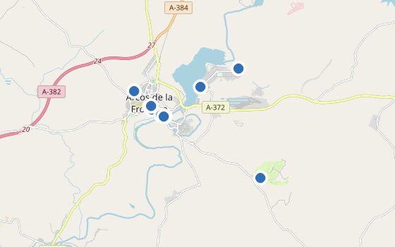 Kartenausschnitt mit den Hotels des Reiseziels