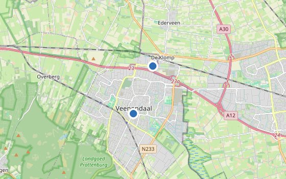 Kartenausschnitt mit den Hotels des Reiseziels