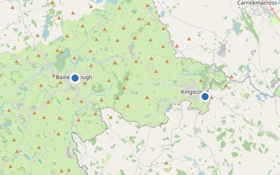 Kartenausschnitt mit den Hotels des Reiseziels