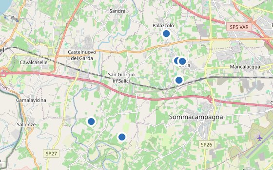 Kartenausschnitt mit den Hotels des Reiseziels