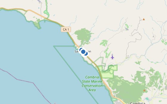 Kartenausschnitt mit den Hotels des Reiseziels