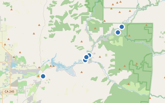 Kartenausschnitt mit den Hotels des Reiseziels