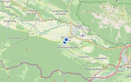 Kartenausschnitt mit den Hotels des Reiseziels