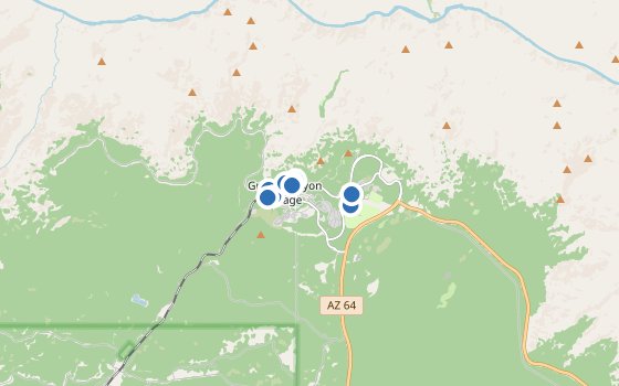 Kartenausschnitt mit den Hotels des Reiseziels