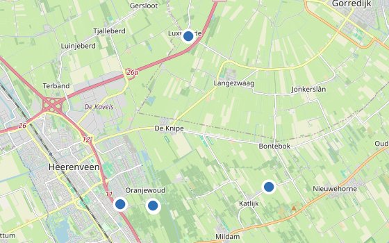 Kartenausschnitt mit den Hotels des Reiseziels