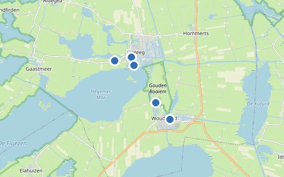 Kartenausschnitt mit den Hotels des Reiseziels