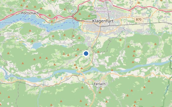 Kartenausschnitt mit den Hotels des Reiseziels