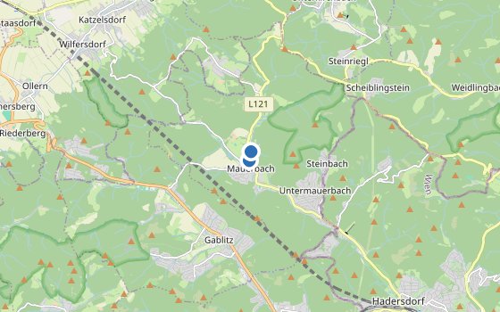 Kartenausschnitt mit den Hotels des Reiseziels