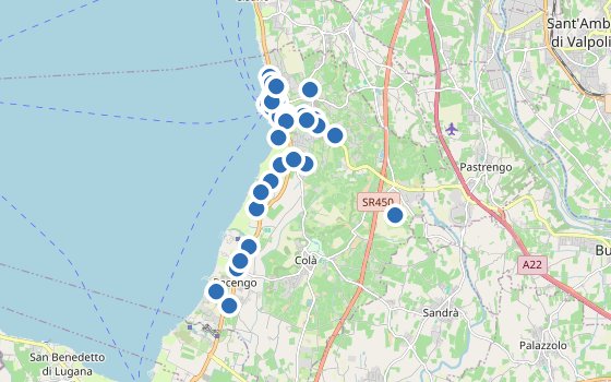 Kartenausschnitt mit den Hotels des Reiseziels