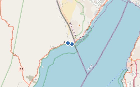 Kartenausschnitt mit den Hotels des Reiseziels