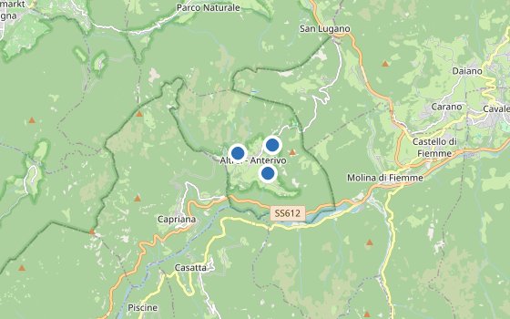 Kartenausschnitt mit den Hotels des Reiseziels