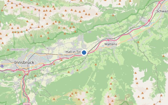 Kartenausschnitt mit den Hotels des Reiseziels