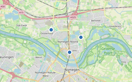 Kartenausschnitt mit den Hotels des Reiseziels