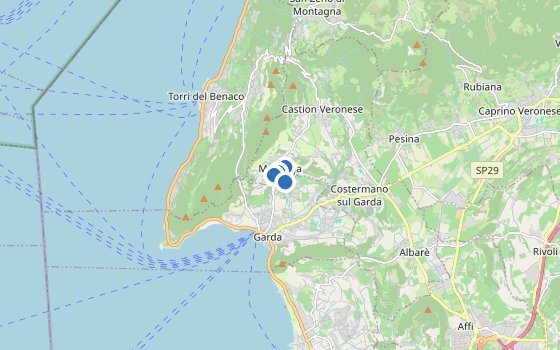 Kartenausschnitt mit den Hotels des Reiseziels