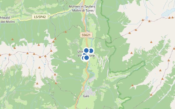 Kartenausschnitt mit den Hotels des Reiseziels