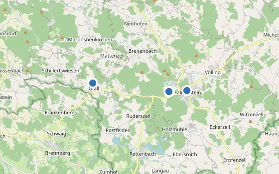 Kartenausschnitt mit den Hotels des Reiseziels